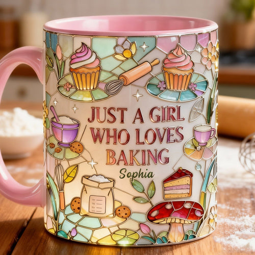Just A Girl Who Loves Baking Personalized Accent Mug - Perfect Gift for Baking Enthusiasts Coffee Mug PopCulturePrints