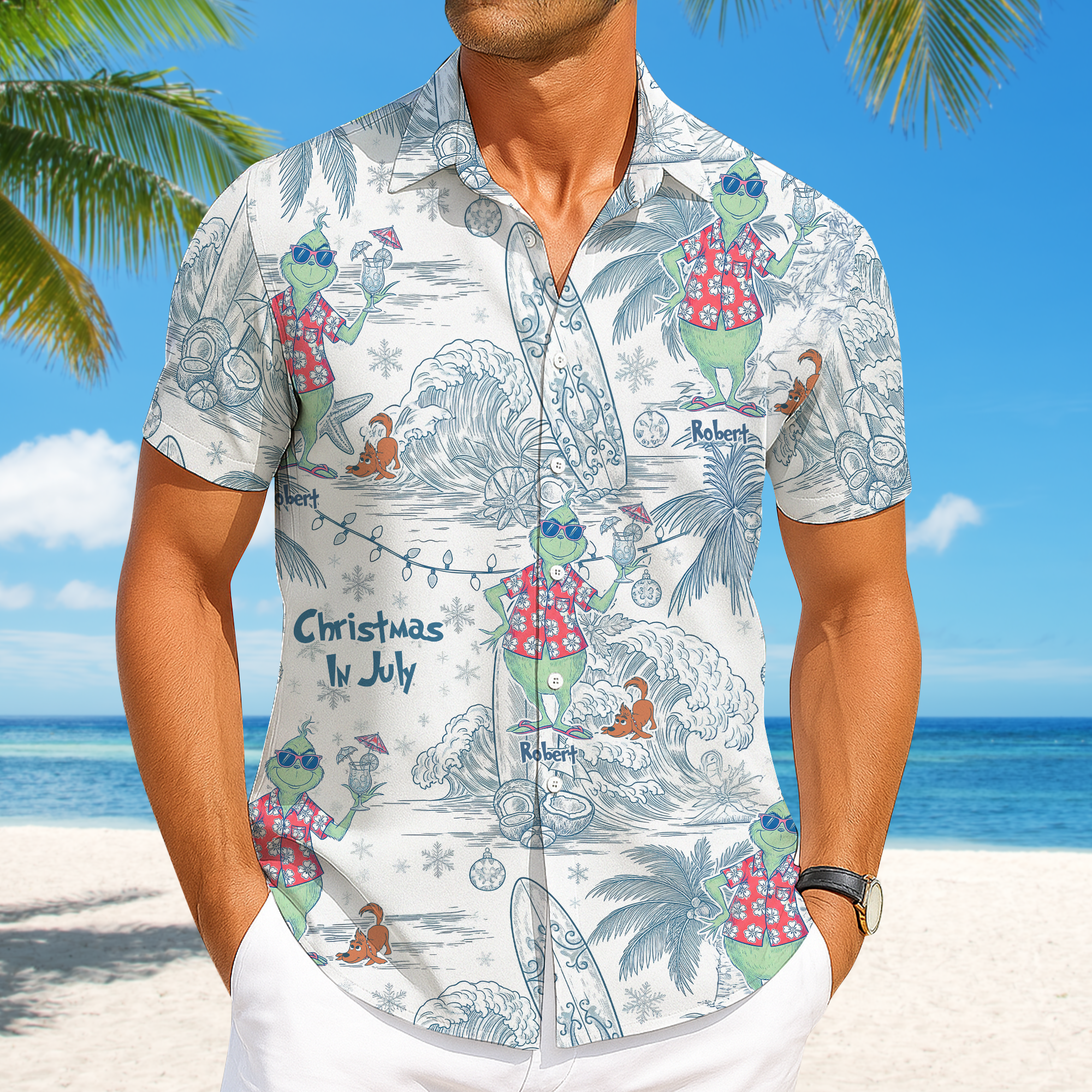 Celebrate Summer in Style with our Christmas in July Hawaiian Shirt - Personalized Gift for Friends & Family Hawaiian Shirts PopCulturePrints