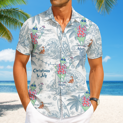 Celebrate Summer in Style with our Christmas in July Hawaiian Shirt - Personalized Gift for Friends & Family Hawaiian Shirts PopCulturePrints