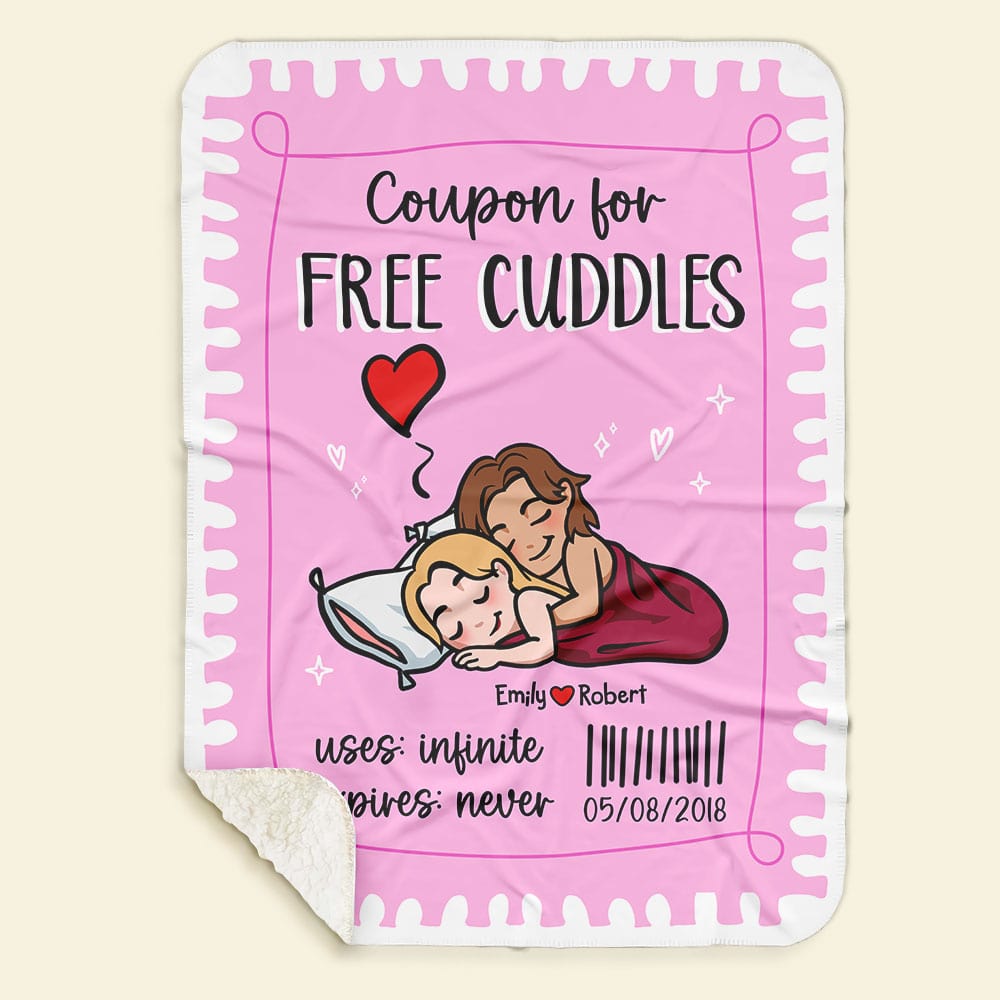 Personalized Free Cuddles Blanket for Couples Blanket PopCulturePrints