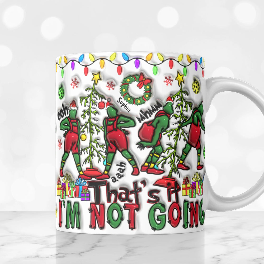 Personalized Green Christmas Funny Coffee Mug - Grinch Style Holiday Theme