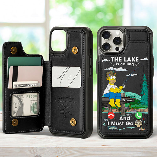 The Lake is Calling - Personalized Leather Flip Wallet Phone Case for Fishing Lovers Phone Case PopCulturePrints