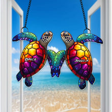 Load image into Gallery viewer, “Together in Harmony” - Ocean Soulmates Turtle Suncatcher Ornament - Personalized Custom Gift for Couples, Friends, and Loved Ones Ornament PopCulturePrints
