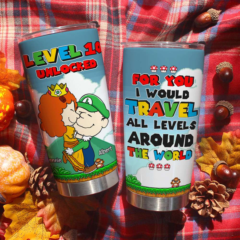 Personalized 20oz Tumbler for Couples - Adventure Awaits! Tumbler Cup PopCulturePrints