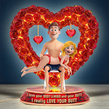 Load image into Gallery viewer, "I Love Your Body &amp; Mind, I Really Love Your Butt" - Naughty Heart Light Box - Personalized Gift for Couples Light Box PopCulturePrints
