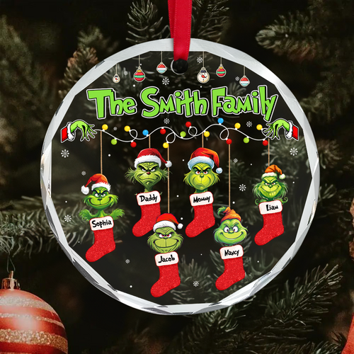 Personalized Grinch Family Christmas Ornament Ornament PopCulturePrints