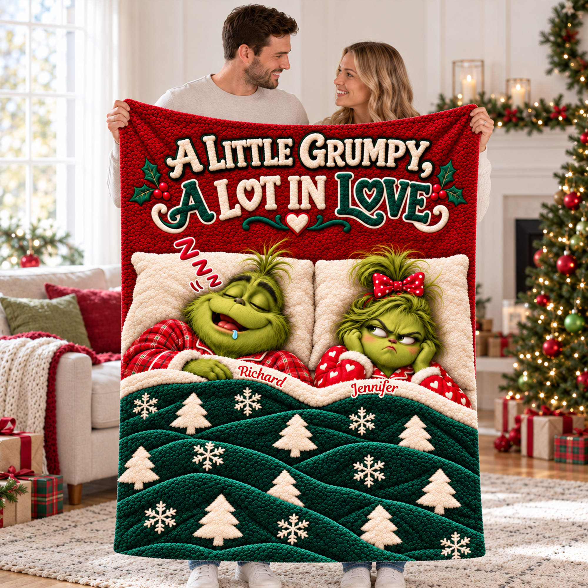 A Little Grumpy, A Lot in Love Blanket - Personalized Gift for Couples