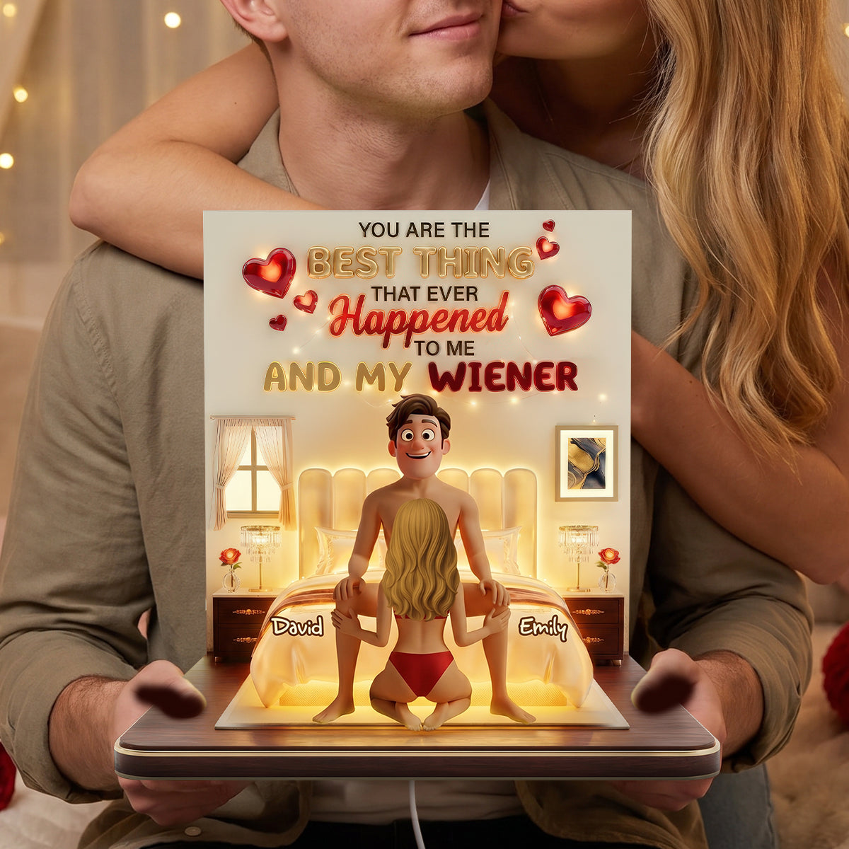 "You Are the Best Thing That Ever Happened to Me" - Naughty Couple Acrylic Light Box, Personalized Gift for Couples