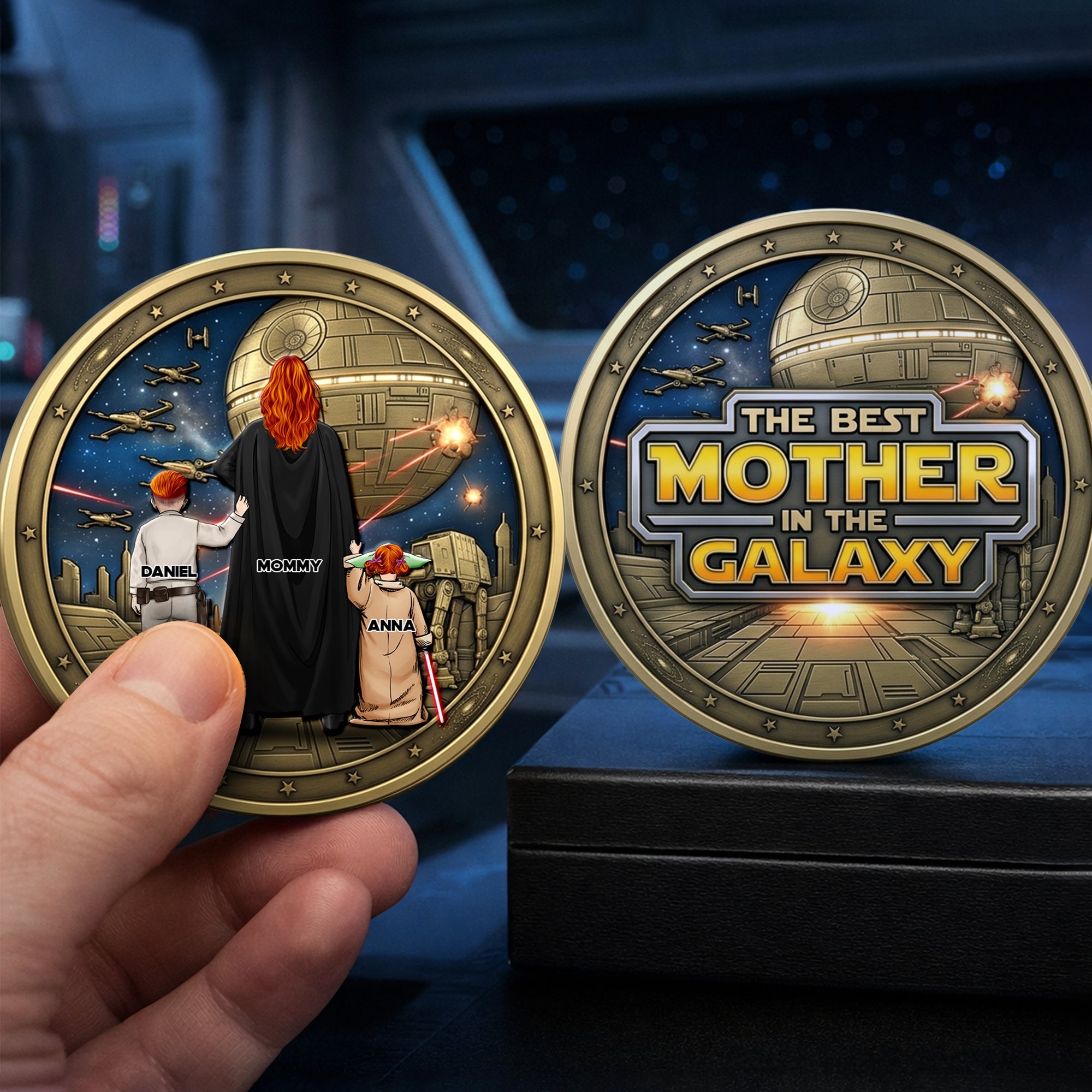 "The Best Mother in the Galaxy" - Personalized Metal Coin for Moms and Grandmas Coin PopCulturePrints