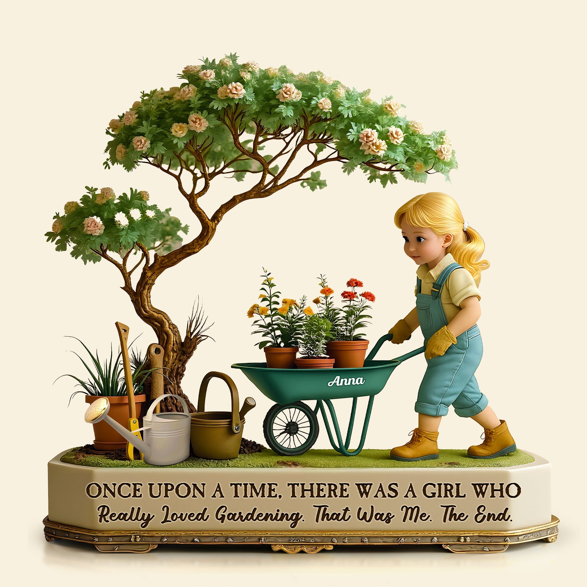 “Once Upon a Time, There Was a Girl Who Really Loved Gardening” - Personalized Cute Gardening Girl Plaque - Gift for Gardening Lovers Shaped Plaques PopCulturePrints