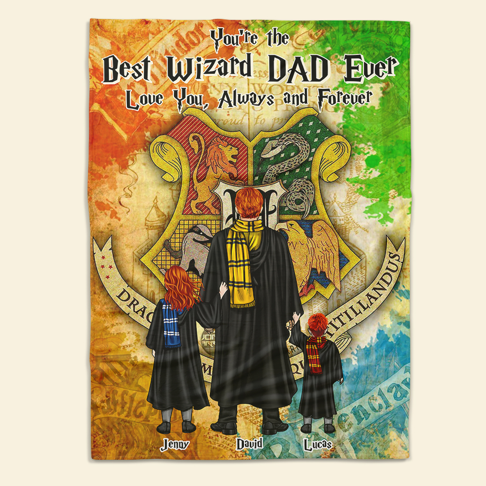 Personalized Best Wizard Dad Throw Blanket