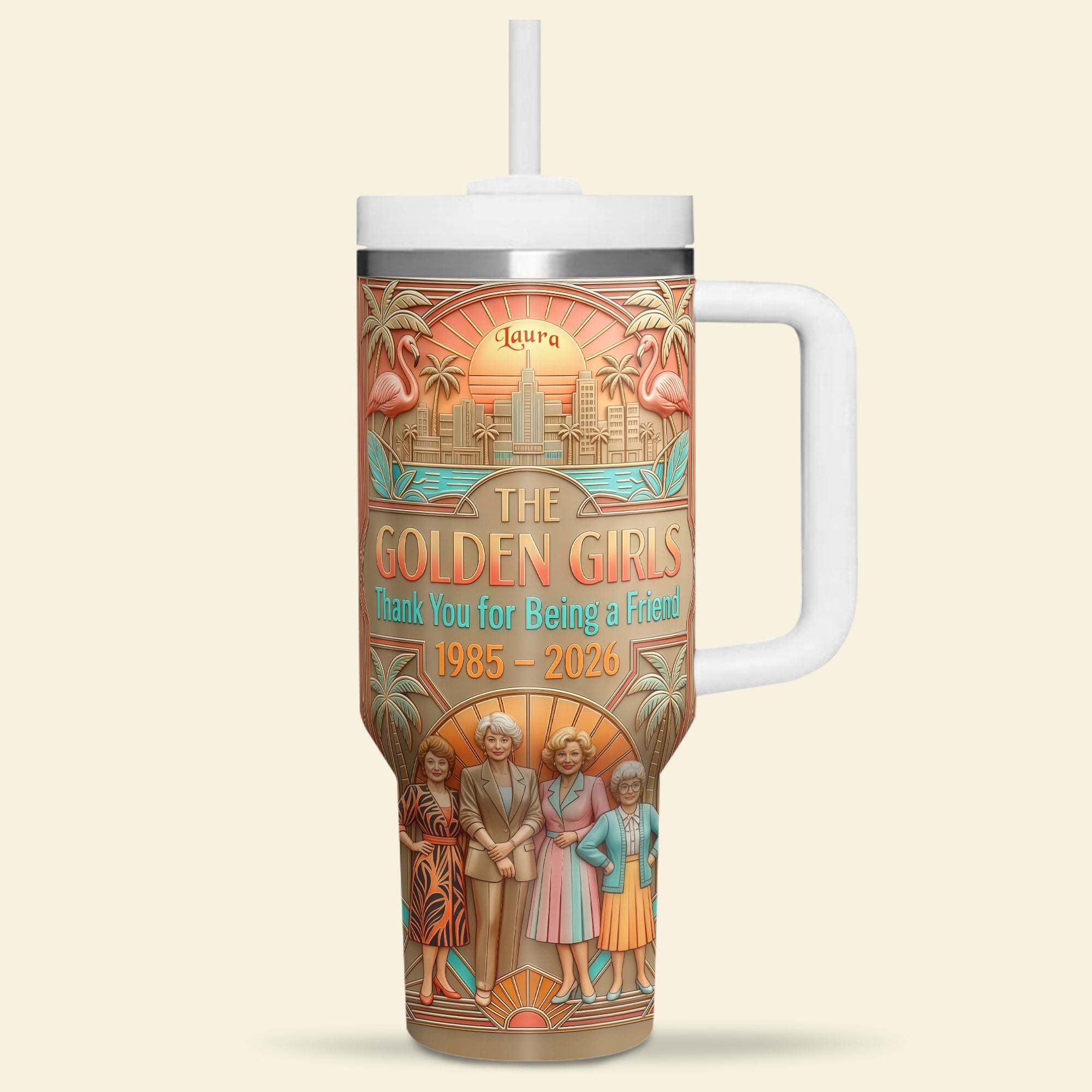 Thank You For Being a Friend - Vintage Friendship 40oz Tumbler - Personalized Gifts for Besties Tumbler Cup PopCulturePrints
