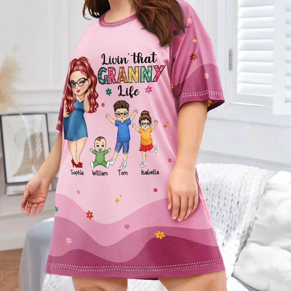 Livin' That Grandma Life - Personalized Women's Sleep Tee - Perfect Gift for Grandma and Moms! Women's Sleep Tee PopCulturePrints