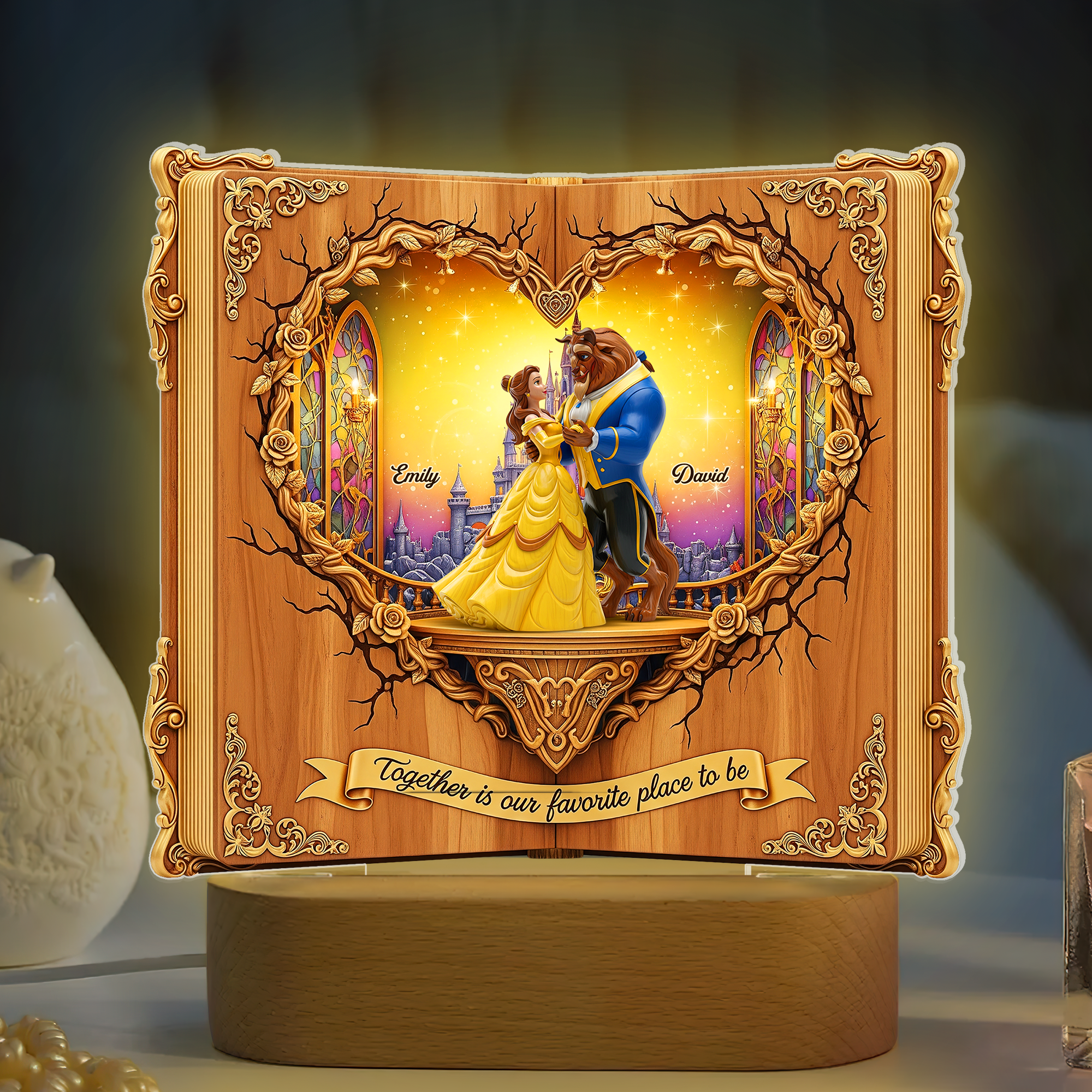 Together is Our Favorite Place to Be - Enchanted Couple Book LED Light - Personalized Gift for Couples Led Night Light PopCulturePrints