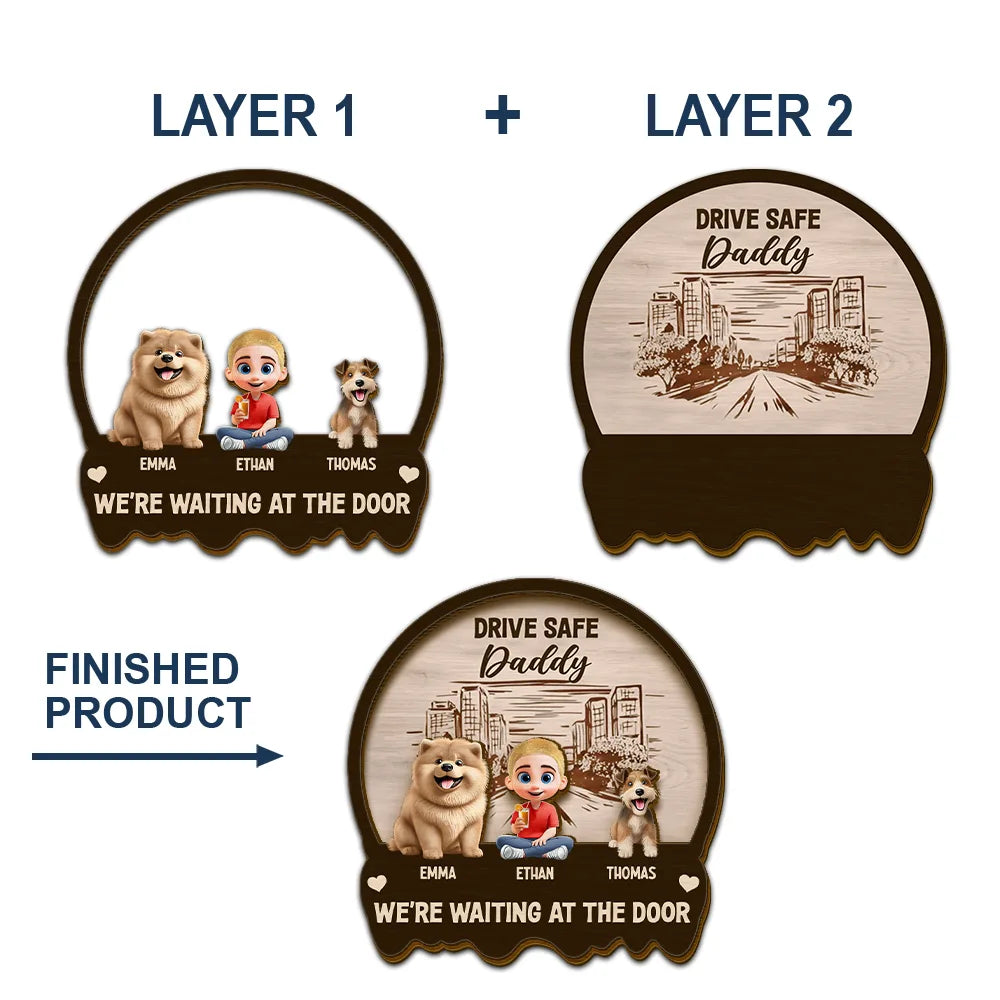 Drive Safe, We're Waiting for You - Personalized Car Visor Clip for Kids & Pets Car Visor Clip PopCulturePrints