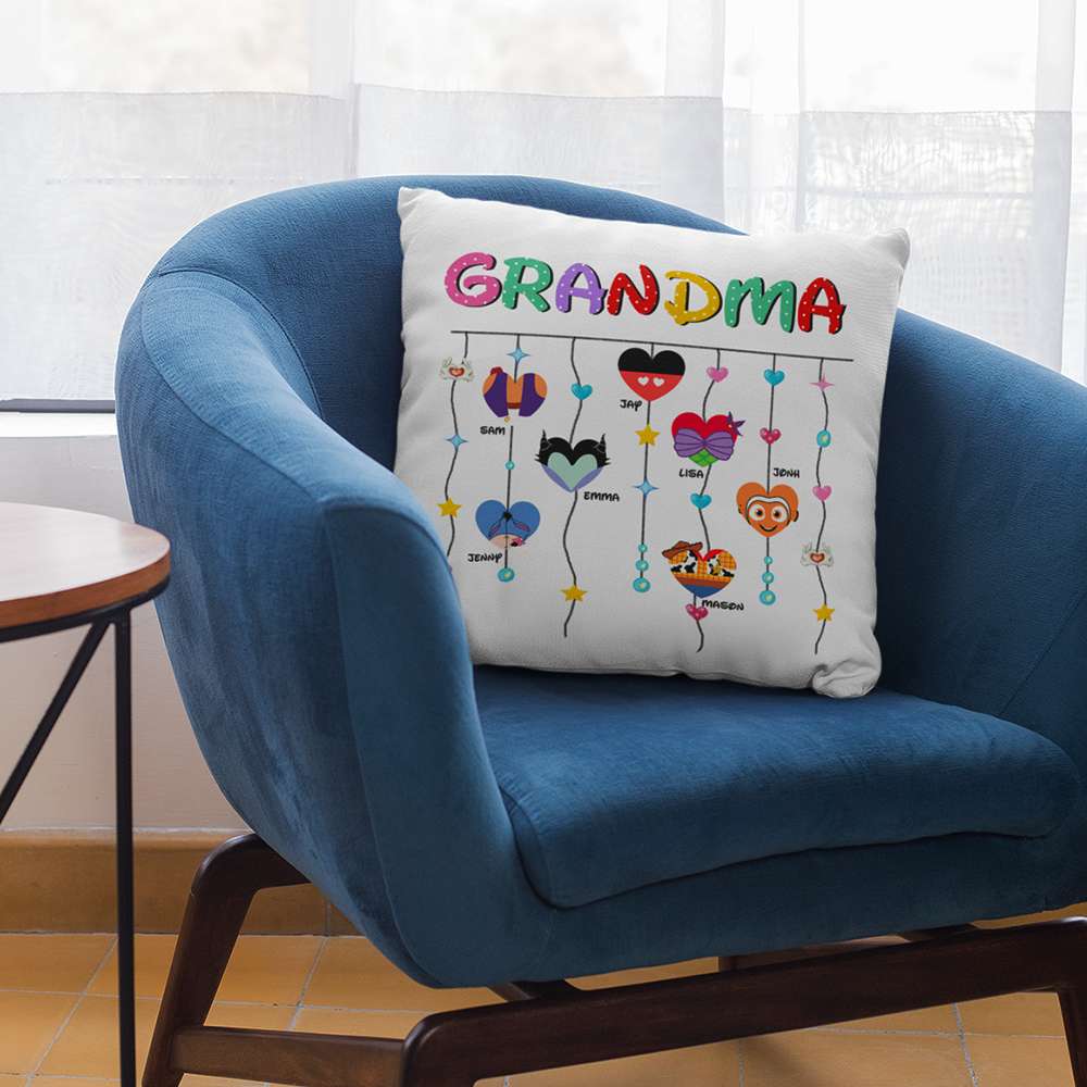 Personalized Grandma Pillow with Names & Icons - Perfect Mother's Day Gift Pillow PopCulturePrints