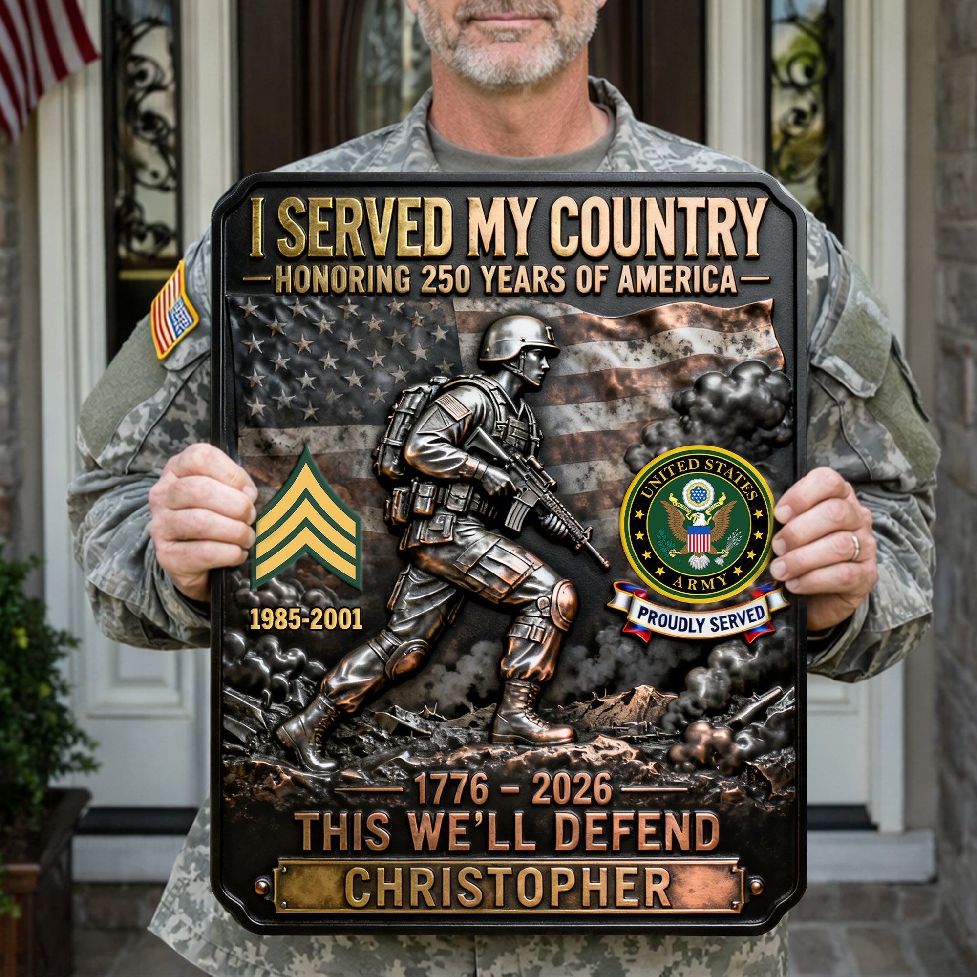 I Served My Country - Honoring 250 Years of America - Personalized Metal Sign Gift for Veterans Metal Signs PopCulturePrints
