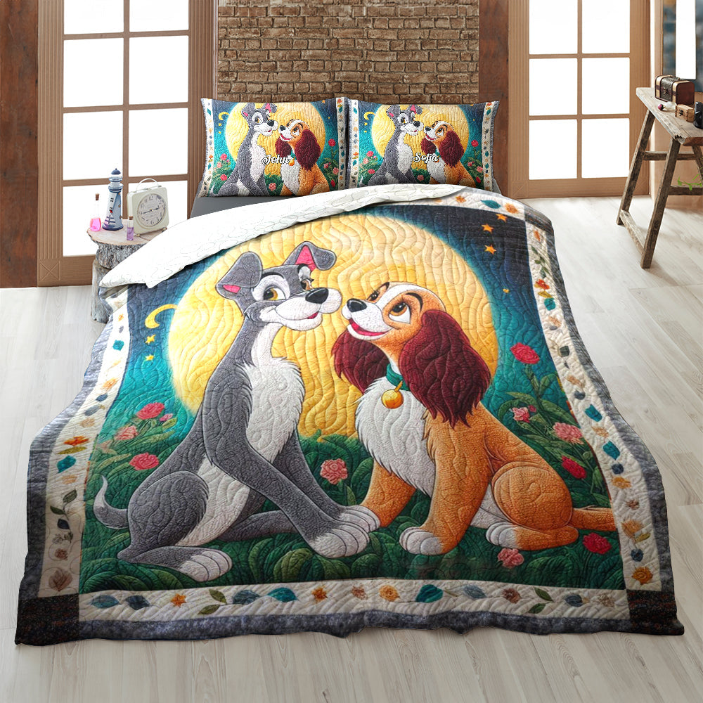 Personalized Dog-Themed Quilt Bedding Set for Couples - Unique Valentine's Day Gifts Blanket PopCulturePrints