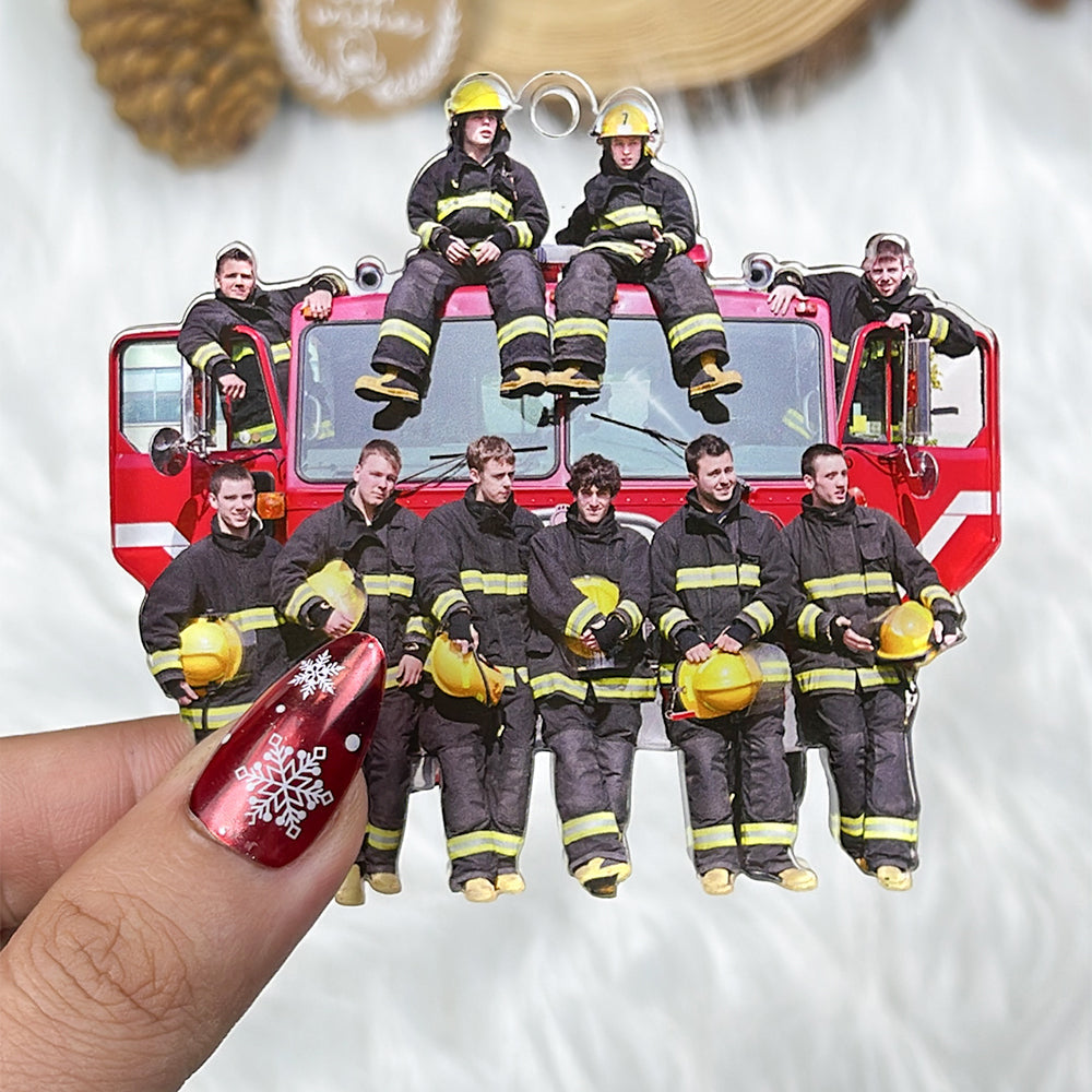 Personalized Firefighter Photo Ornament – Custom Gift for Heroes