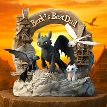 Load image into Gallery viewer, “Berk’s Best Dad” - Unique Custom Dragon Dad Plaque - Personalized Gift for Dads, Grandpas &amp; Fathers Shaped Plaques PopCulturePrints
