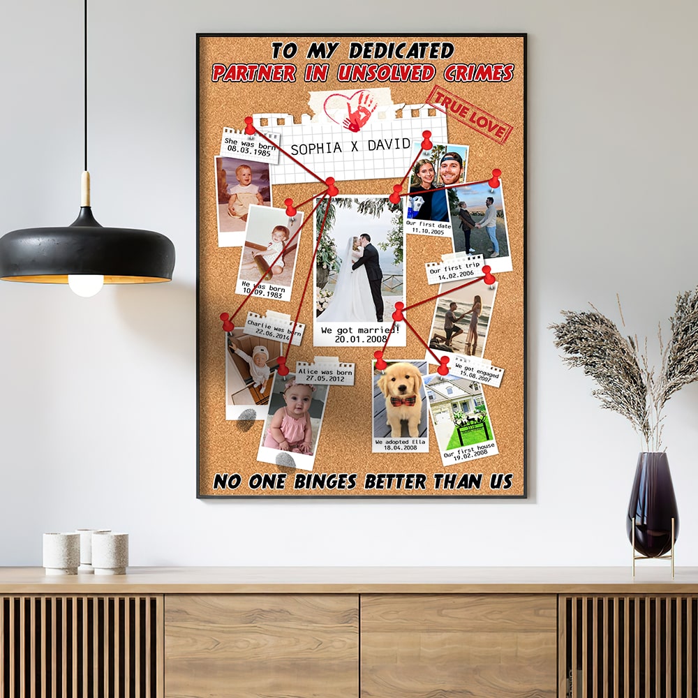 Custom True Crime Partner Evidence Board - Personalized Wall Art for Couples Poster & Canvas PopCulturePrints