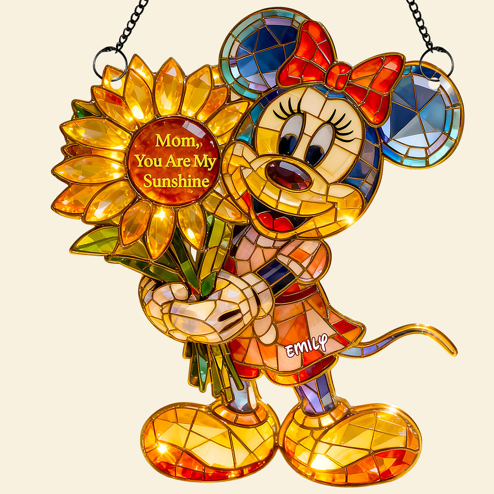 "Mom, You Are My Sunshine" - Personalized Sunflower Suncatcher Ornament for Mother's Day Gifts Ornament PopCulturePrints