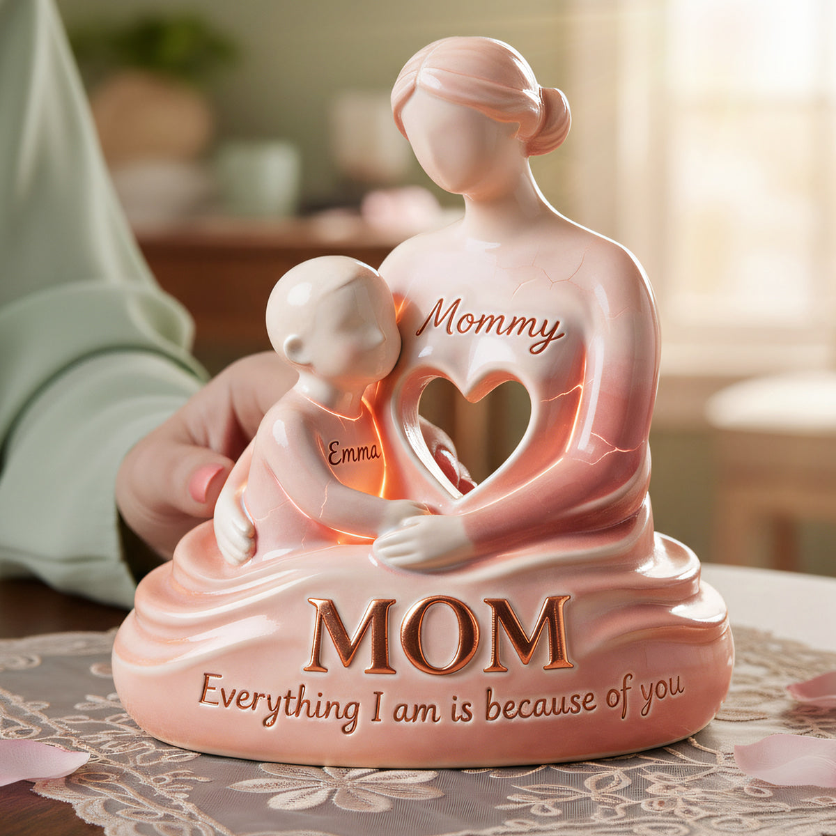 Everything I Am Is Because of You - Loving Nurturing Mom Plaque, Personalized Gift for Moms and Grandmas Shaped Plaques PopCulturePrints