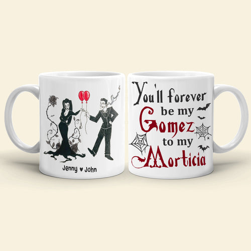 Personalized Gomez & Morticia Couple Mug - Horror Theme - Valentine's Day Gifts Coffee Mug PopCulturePrints