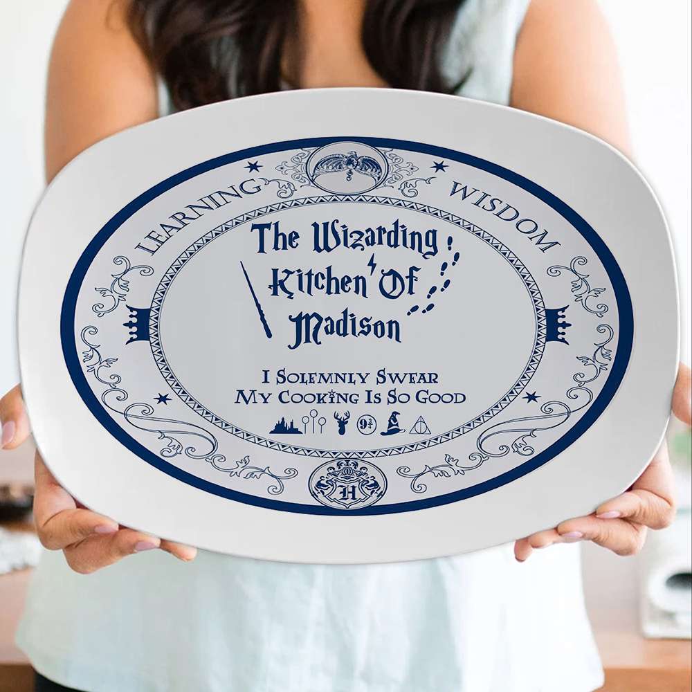 Personalized Wizarding Kitchen Plate - Custom Name Magic Cooking Plate