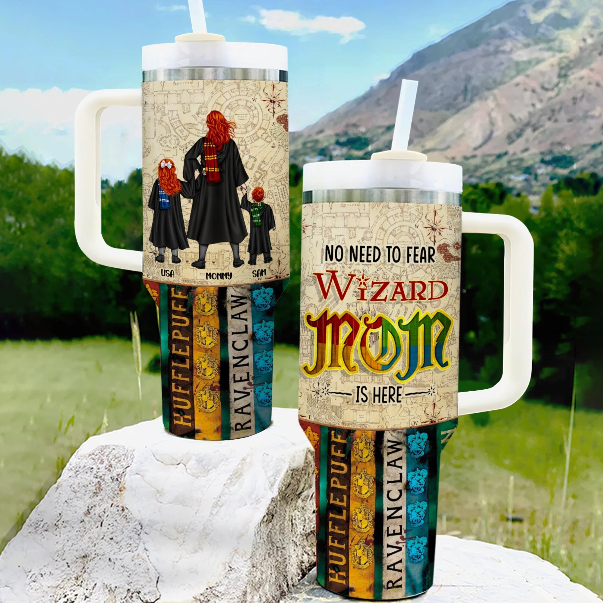 Personalized Wizard Dad Travel Mug - Custom Harry Potter Family Design