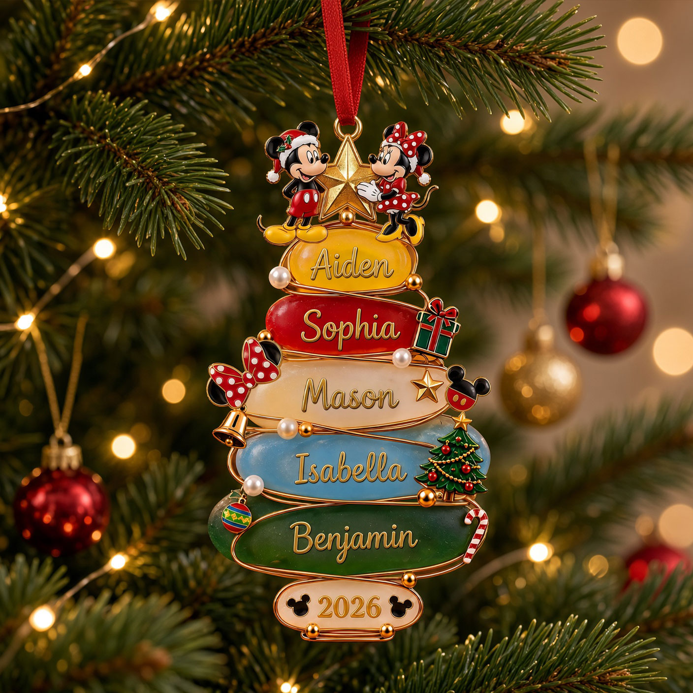 Merry Moments: Personalized Frosted Seaglass Family Christmas Tree Ornament - A Custom Gift for Loved Ones Ornament PopCulturePrints