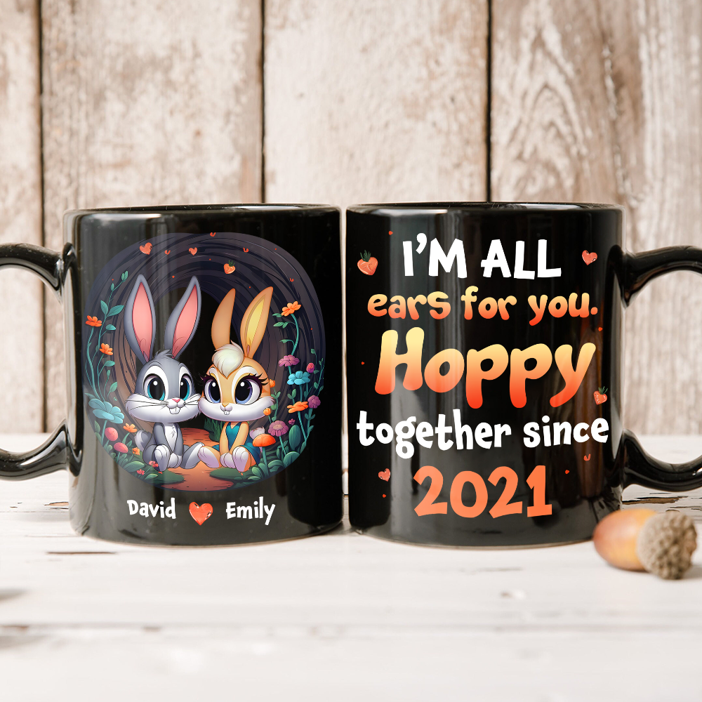Personalized Hoppy Together Coffee Mug for Couples Coffee Mug PopCulturePrints