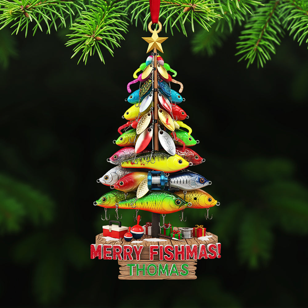 Merry Fishmas! Custom Acrylic Ornament - Perfect Personalized Gift for Avid Fishermen Ornament PopCulturePrints