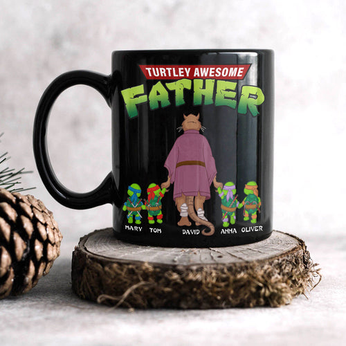 Personalized 'Turtley Awesome Father' Coffee Mug Coffee Mug PopCulturePrints