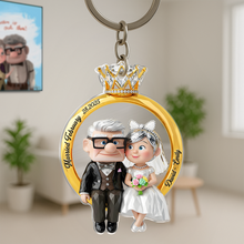Load image into Gallery viewer, &quot;Cherished Memories, Forever Together&quot; - Couple Ring Shape Keychain - Personalized Gift for Couples, Weddings, Anniversaries Keychains PopCulturePrints
