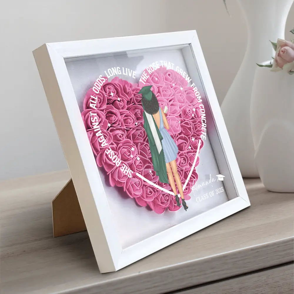 She Rose Against All Odds - Personalized Flower Shadow Box Flower Shadow Box PopCulturePrints