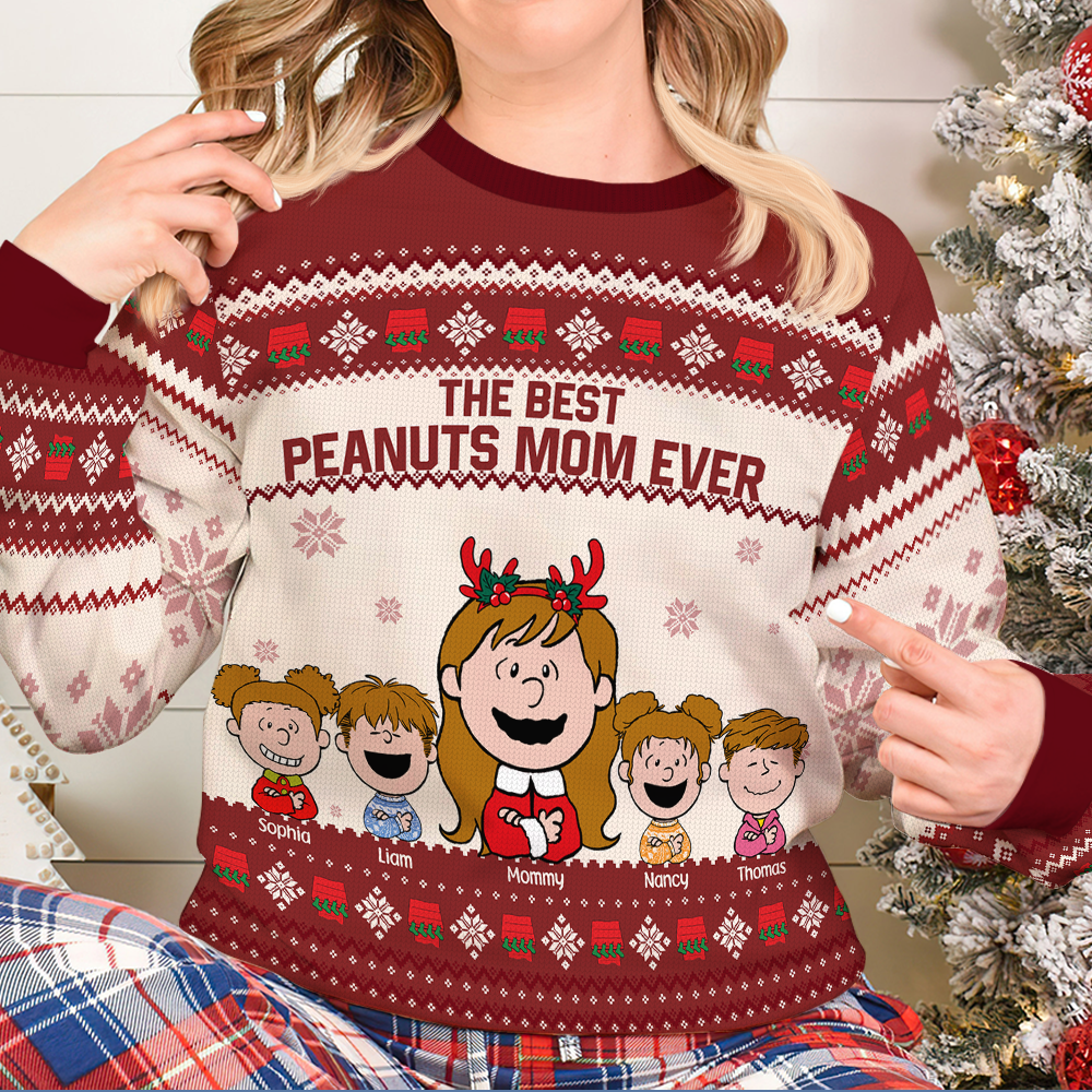 Customizable Peanuts Mom Christmas Sweater - Best Personalized Gift