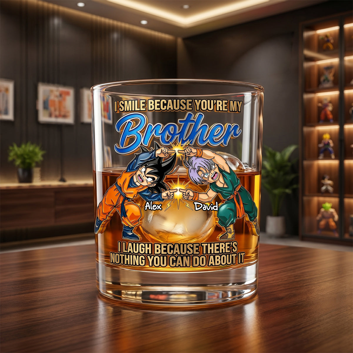 I Smile Because You’re My Brother - Personalized Round Glass Gift for Brothers Glass PopCulturePrints