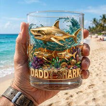 Load image into Gallery viewer, "Daddy Shark" - Unique Personalized Glass for Dads - Gift for Father, Grandpa, or any special dad! Glass PopCulturePrints
