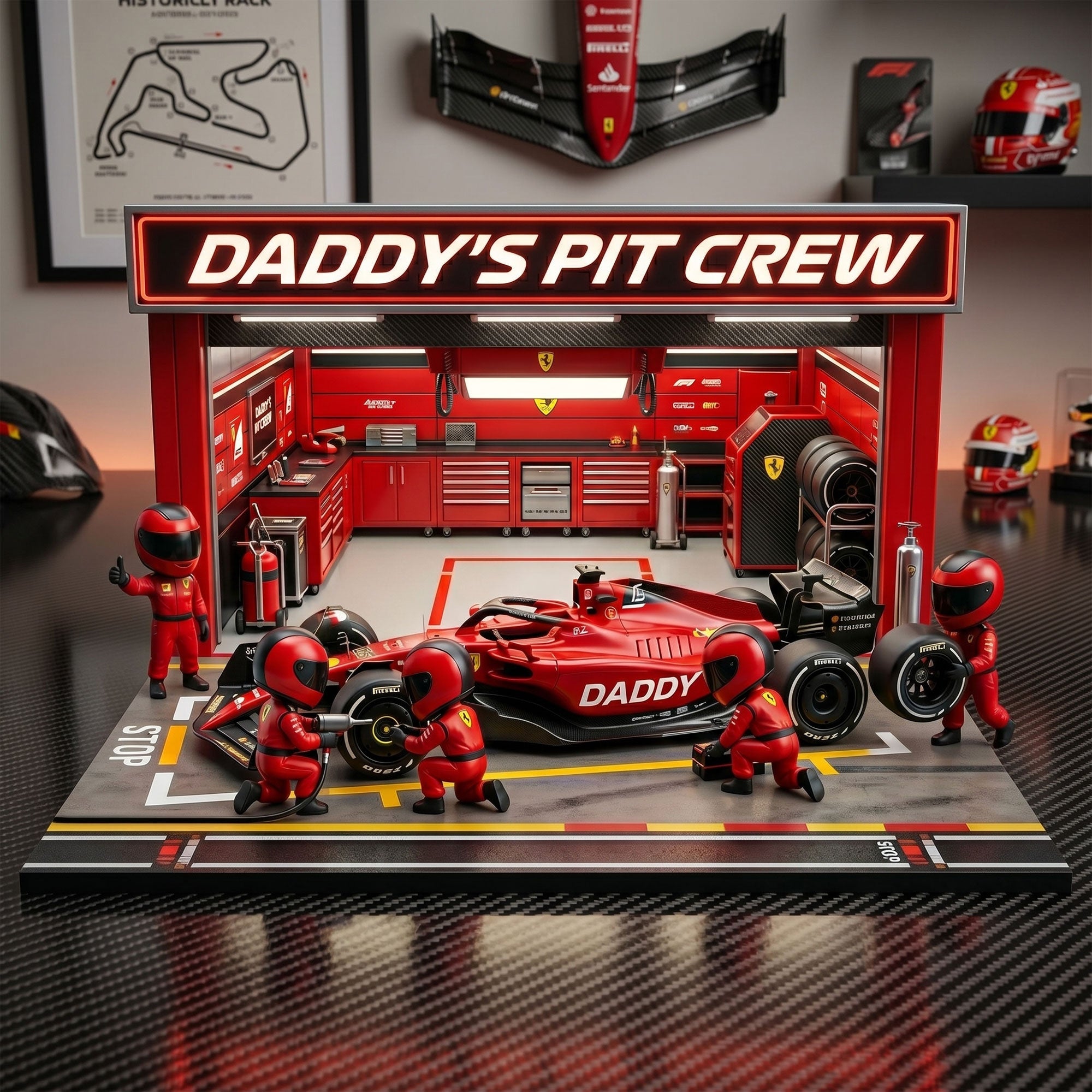 “Rev Up the Love!” Racing Crew Dad Acrylic Plaque - Personalized Gift for Dads, Grandpas, and Car Enthusiasts Shaped Plaques PopCulturePrints