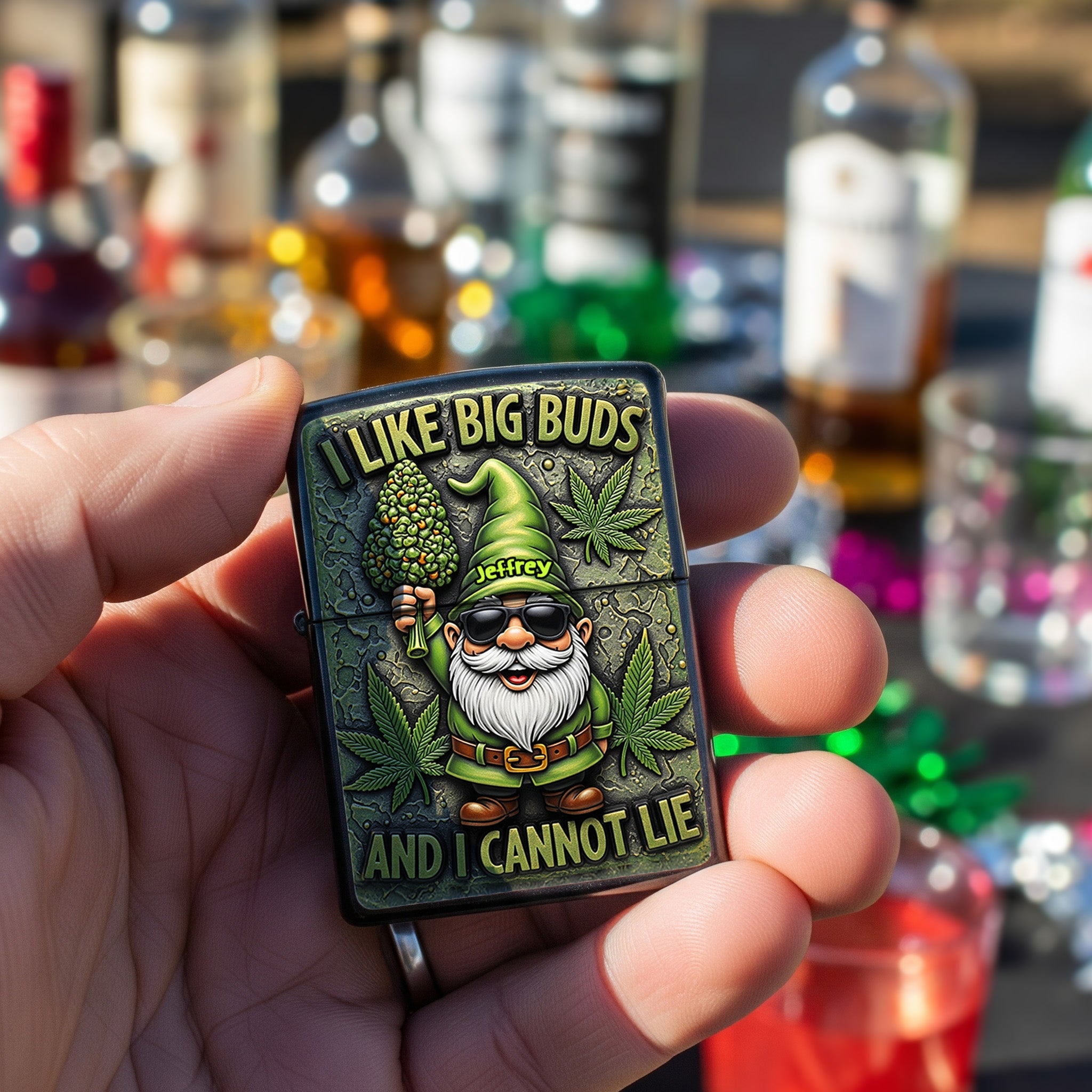 "I Like Big Buds and I Cannot Lie" - Funny Gnome Lighter, Personalized Gifts for Gnome Lovers Lighter PopCulturePrints