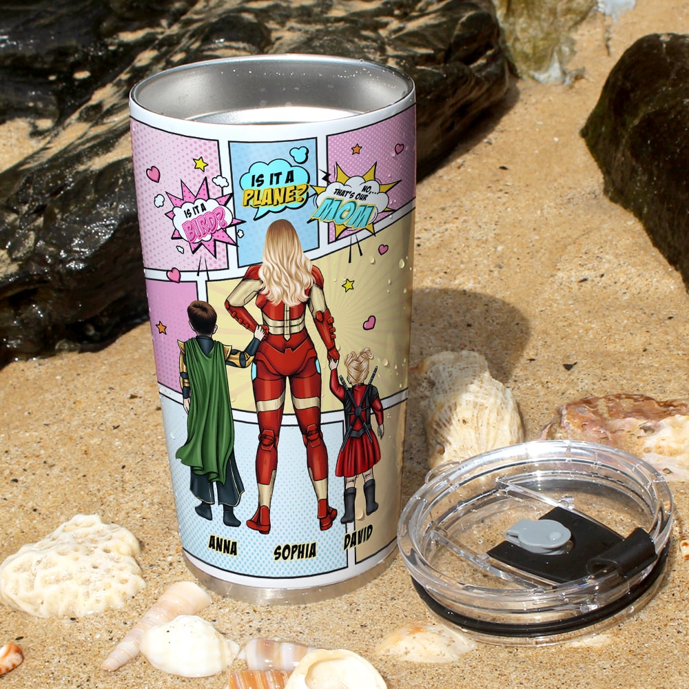 Super Mom Comic Style Personalized Tumbler - Faster Than a Speeding Toddler