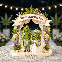 Load image into Gallery viewer, Happy Weed-ding Day - Stoner Wedding Couple Acrylic Plaque - Personalized Gifts for Couples

