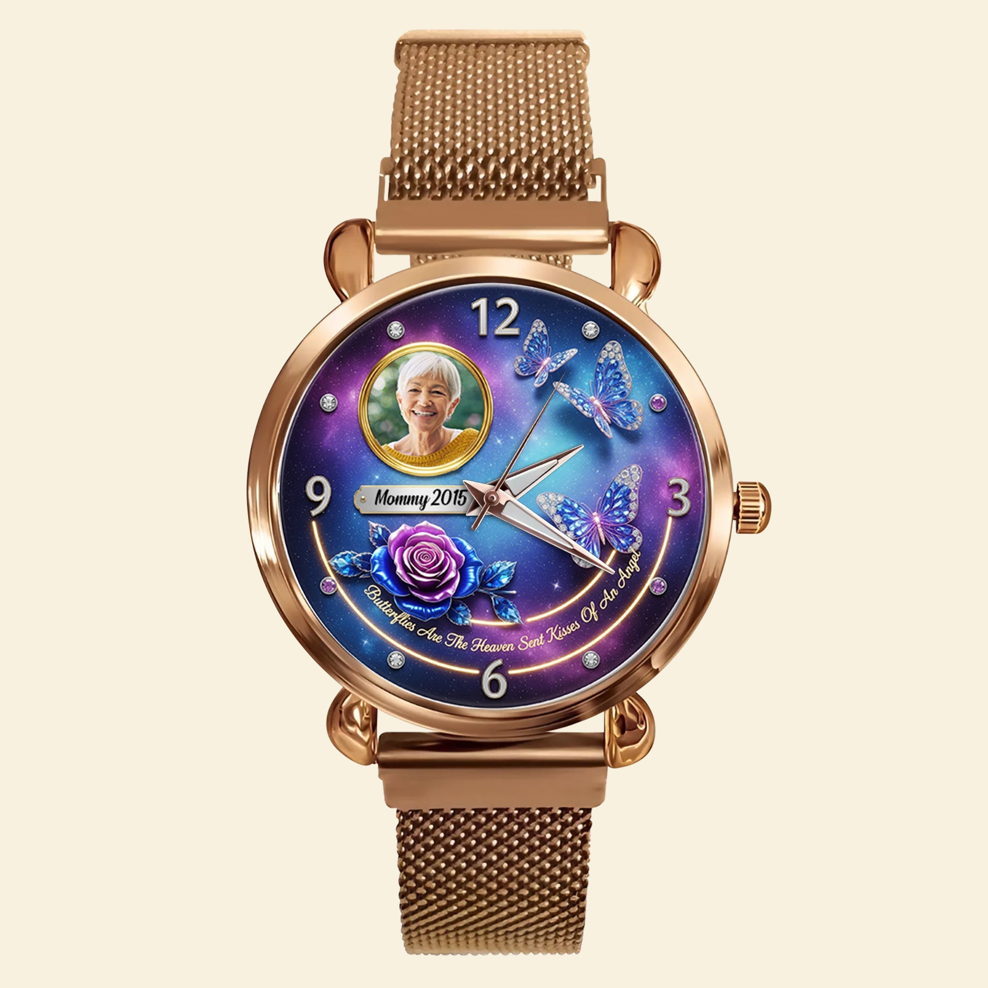 Forever in Our Hearts - Custom Photo Heaven Angel Mesh Strap Quartz Watch - Unique Gift for Loved Ones Quartz Watch PopCulturePrints