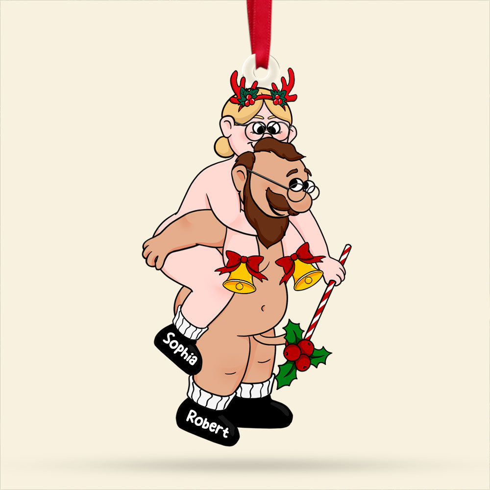 Personalized Couple Christmas Ornament - Fun Santa Design | Valentine's Day Gifts Ornament PopCulturePrints
