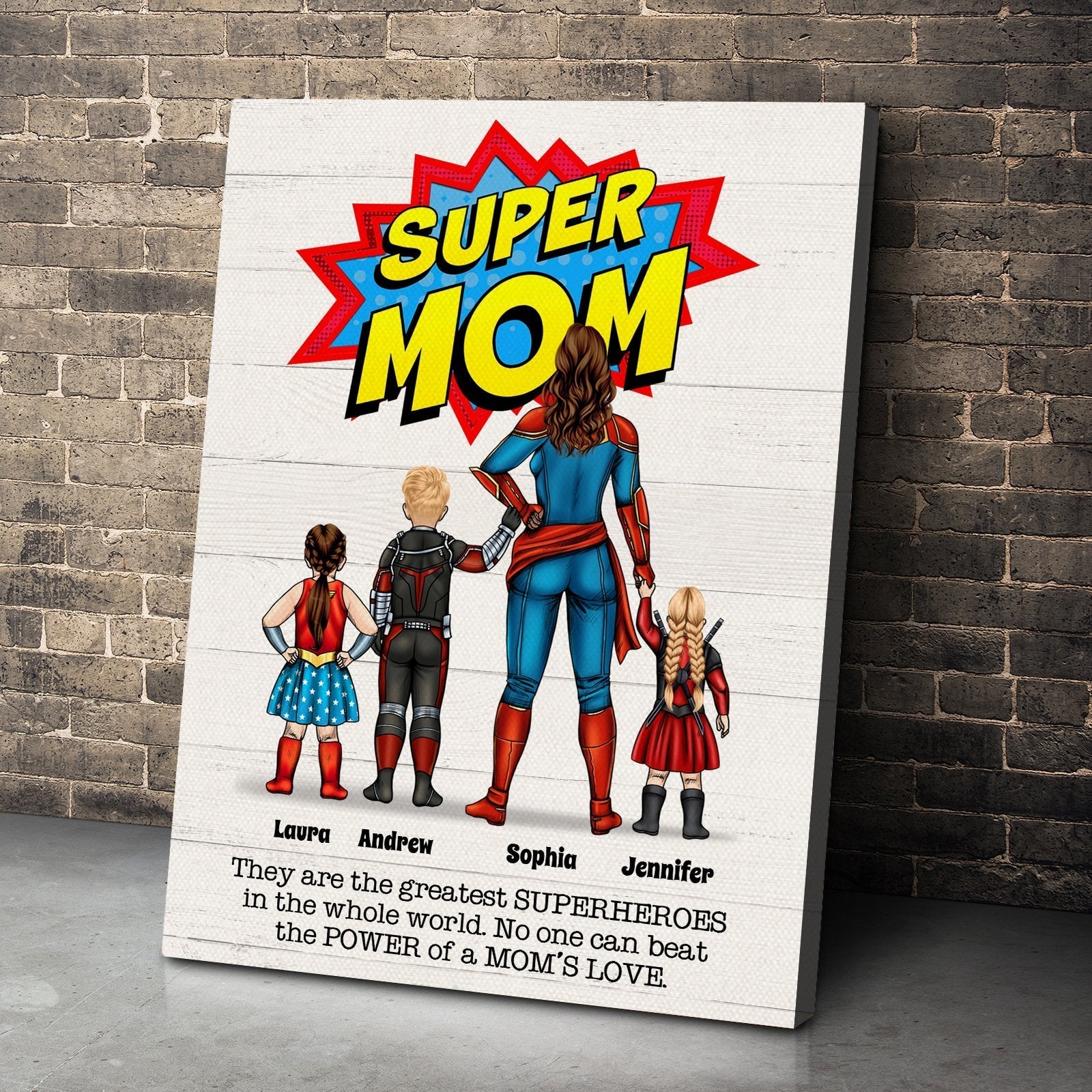 Custom Super Mom Canvas Print - Personalized Family Heroes Poster & Canvas PopCulturePrints