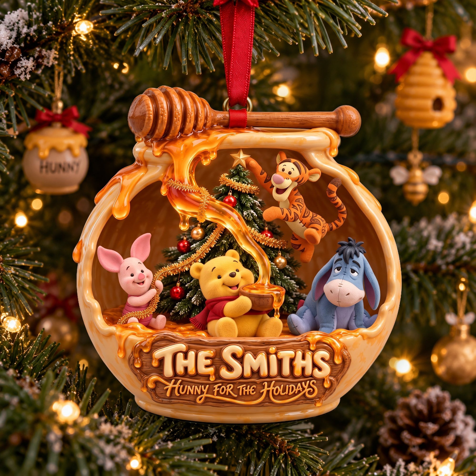 Hunny for the Holidays - Personalized Honey Holiday Acrylic Ornament for Family