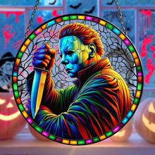 Load image into Gallery viewer, Custom Horror Movie Fan Stained Glass Ornament | Personalized Halloween Decoration
