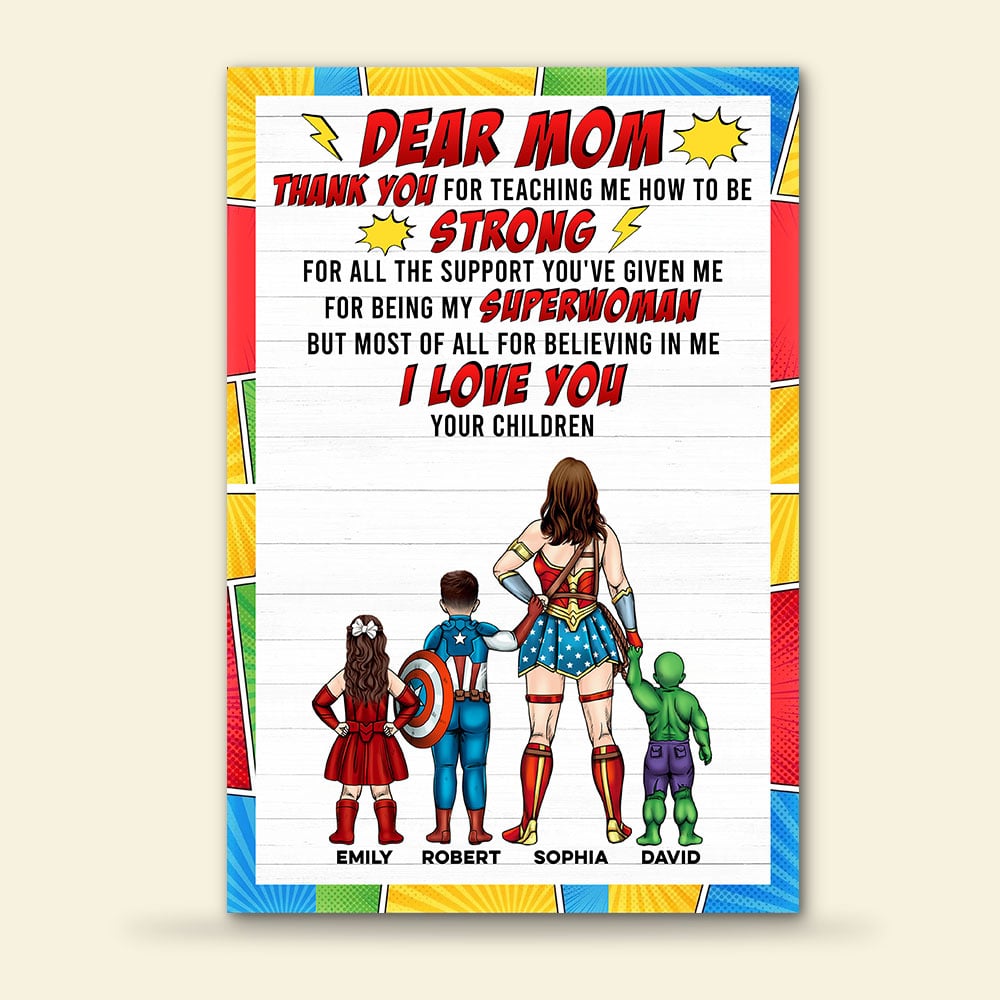 Superhero Mom Personalized Wood Art - Custom Gift for Mother's Day Wood Sign PopCulturePrints