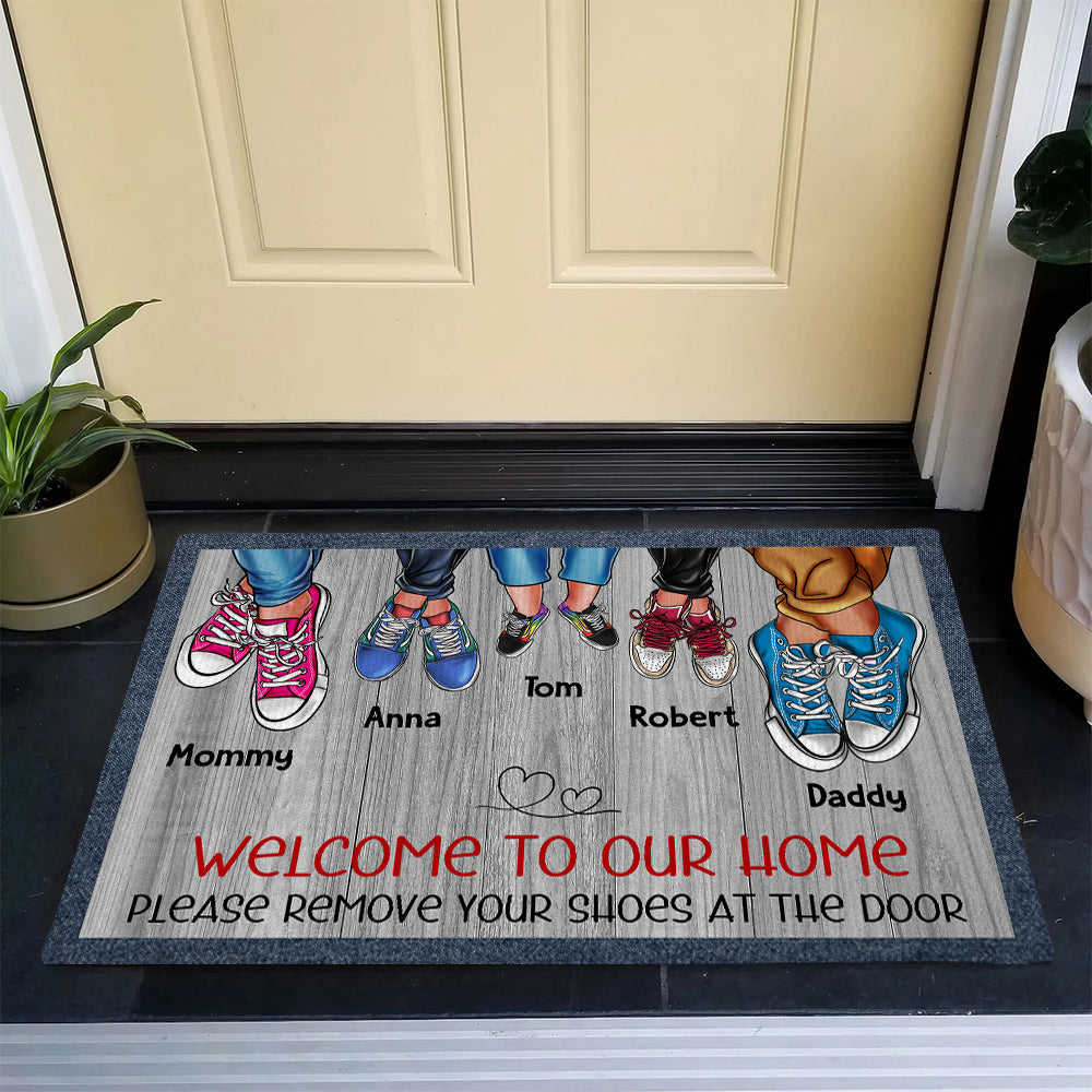 Custom Family Welcome Doormat - Personalized Shoe Prints Doormat PopCulturePrints